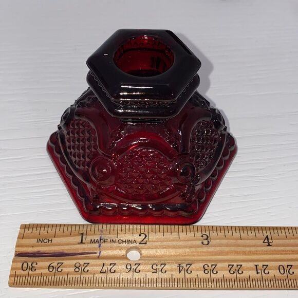 Avon Vintage Cape Cod Ruby Red Collection 3oz Wine Goblet With Candle Sticks - Picture 4 of 11
